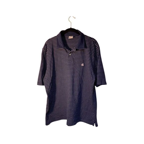 Brooks Brothers Mens Navy Striped Short Sleeve Polo Shirt Size XL - Picture 1 of 4
